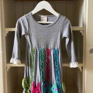 Lemon Loves Lime Grey Knit dress with Bright Accent Colors